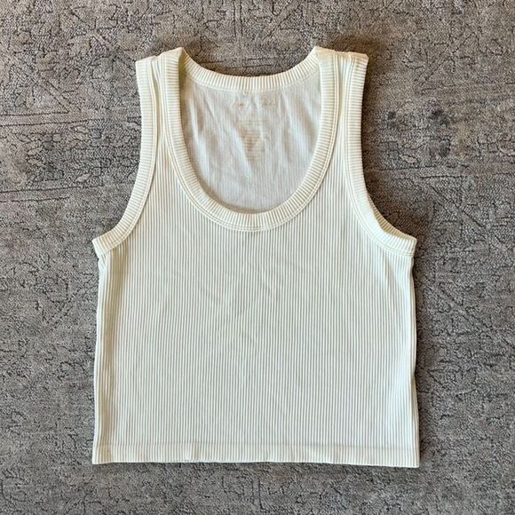 Gypsy & Jade Crop Tank Cream Ribbed Women L/XL - Picture 1 of 3